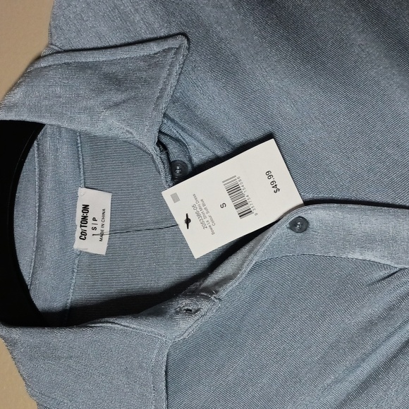 Cotton On Soft Blue Ruched Button-Up Mini Dress - Picture 3 of 6